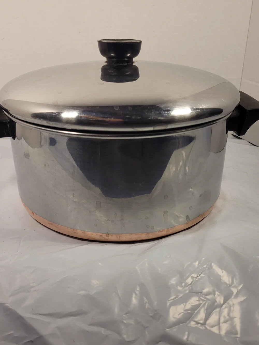 Vintage Revere Ware 1801 Copper Bottom 4 1/2 Qt Quart Stock Pot W/Lid  (A2)